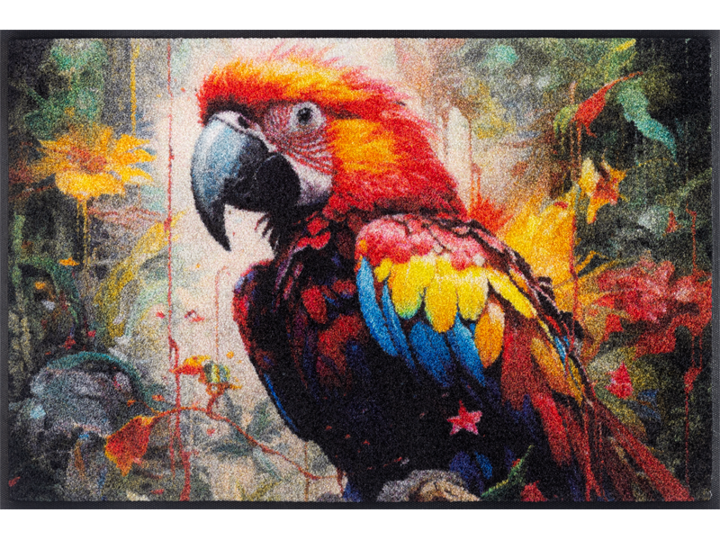 Fußmatte mit Papagei und bunten Farben