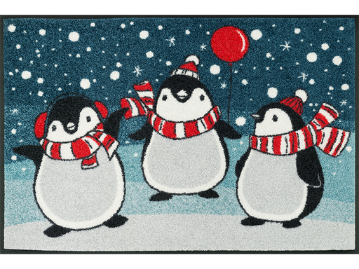 Fußmatte mit drei Pinguine mit rotem Schal