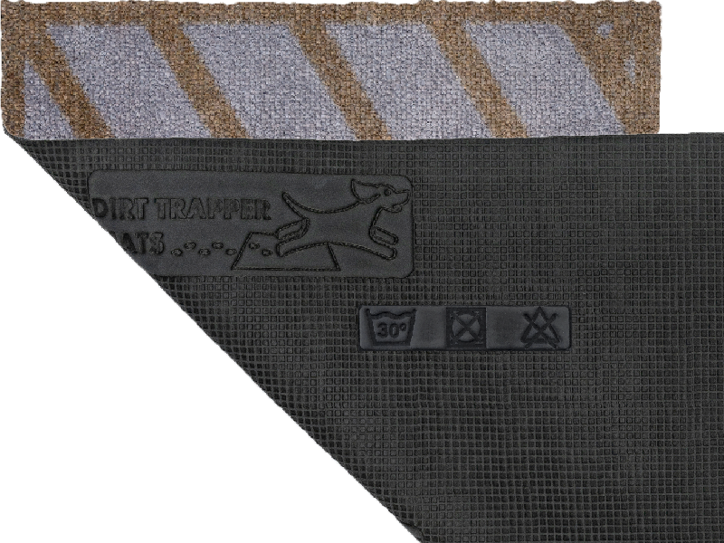 Rückenansicht der Fußmatte mit grau-taupe farbenen Streifen