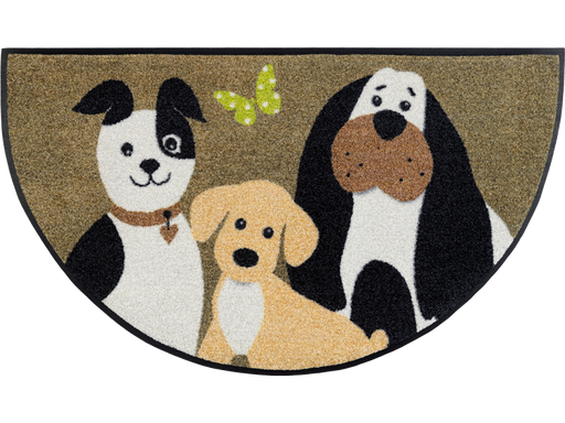 Halbrunde Fußmatte mit drei Hunden