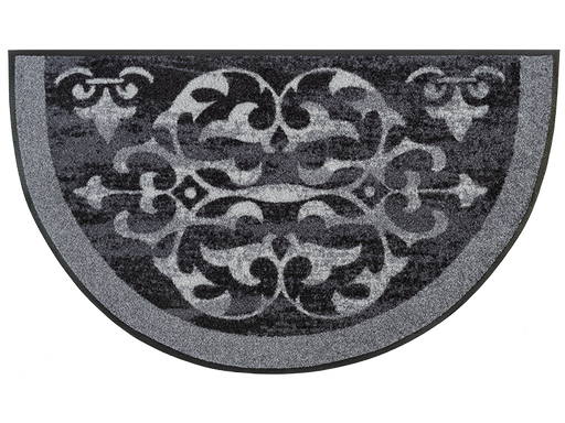 halbrunde Fußmatte in grau mit Ornamenten