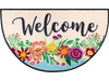 halbrunde Fußmatte mit Blumen und Schriftzug "Welcome"