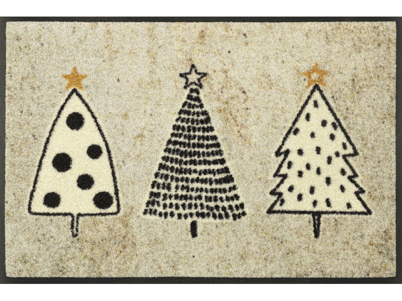 Fußmatte mit drei Weihnachtsbäumen in beige