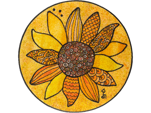 runde Fußmatte mit gelbem Sonnenblumenmotiv