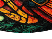 Ecke der randlosen Fußmatte mit buntem Weihnachtsmann Motiv