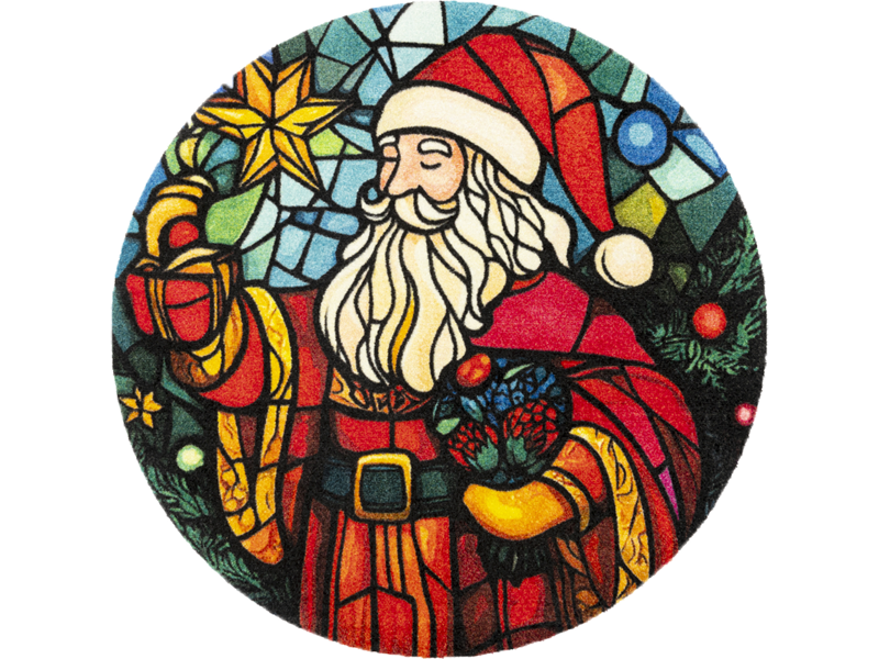 randlose Fußmatte mit buntem Weihnachtsmann Motiv