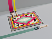 Fußmatte mit buntem Muster auf dem Boden