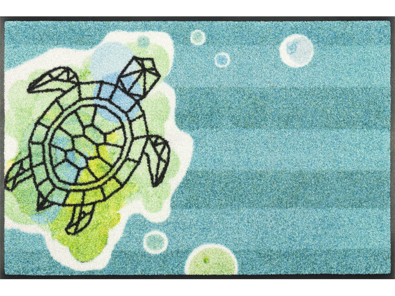 Fußmatte in grün-blau mit einer Schildkröte