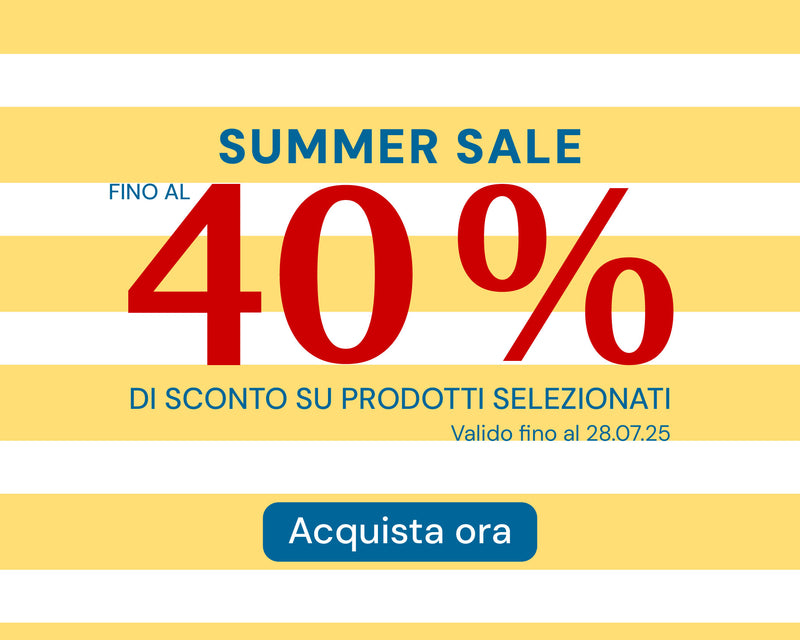 Saldi estivi Banner fino al 40% di sconto su prodotti selezionati fino al 28.7.25