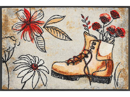 Fußmatte mit Schuh und Blumen