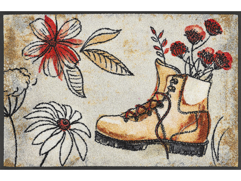 Fußmatte mit Schuh und Blumen