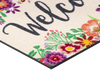 Eckansicht der Fußmatte mit Blumen und Schriftzug "Welcome"