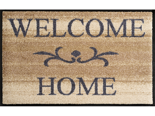 hellbraune Fußmatte mit Ornament und Schriftzug "WELCOME HOME"