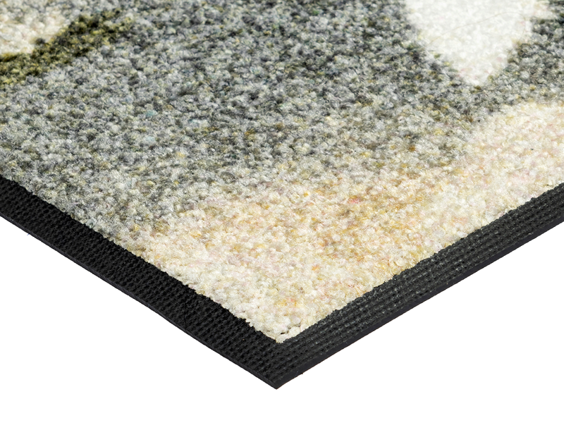 Eckansicht der Fußmatte mit Fischreiher in Teichlandschaft