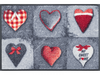 Fußmatte mit Herzmotiven in grau und rot