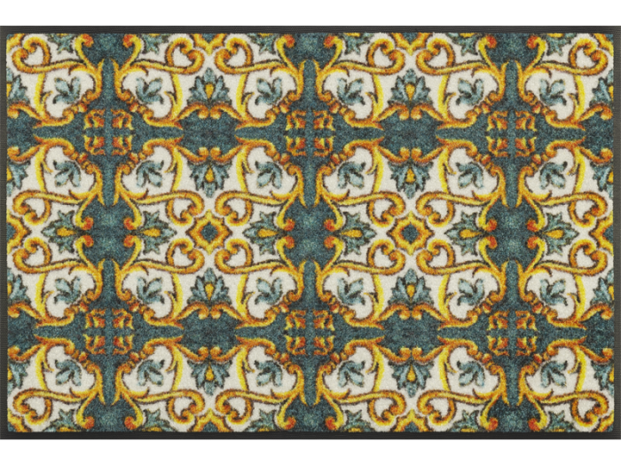 Fußmatte mit dekorativem Weiß-Gelb-Grünblauen Dekor