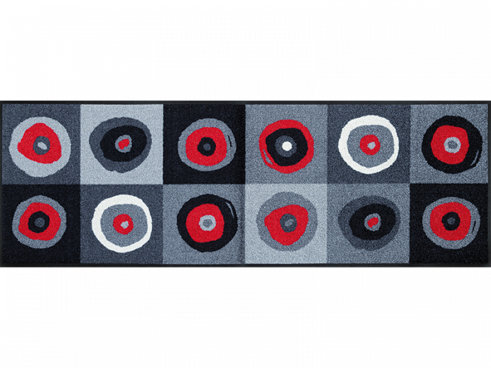 Fußmatte mit runden Kreisen in rot-grauen Farben