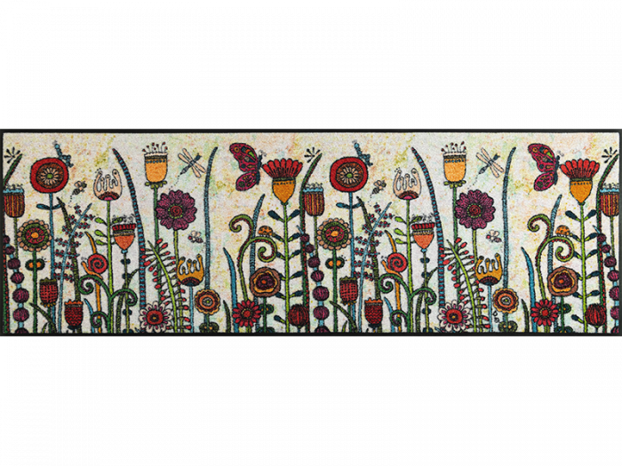 Fußmatte mit gemalenen Blumenmotiven